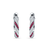 Twisted Infinity Stud Earring Ruby CZ 925 Sterling Silver Wholesale