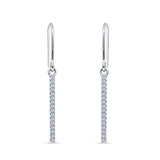 Round Cubic Zirconia Vertical Drop Bar Fishhook Earring 925 Sterling Silver Wholesale