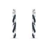 Round Twisted Infinity Hoop Earring Black CZ 925 Sterling Silver Wholesale