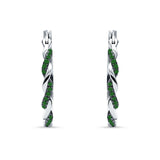 Round Twisted Infinity Hoop Earring Green Emerald CZ 925 Sterling Silver Wholesale