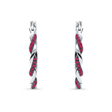 Round Twisted Infinity Hoop Earring Ruby CZ 925 Sterling Silver Wholesale