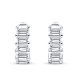 Minimalist Baguette Cubic Zirconia Huggie Hoop Earring Solid 925 Sterling Silver Wholesale