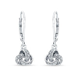 Trinity Knot Drop Dangle Leverback Earring Cubic Zirconia 925 Sterling Silver Wholesale