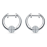 Round Ball Design Hoop Earring Cubic Zirconia 925 Sterling Silver Wholesale