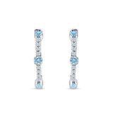 Round Aquamarine CZ Huggie Hoop Earring 925 Sterling Silver Wholesale