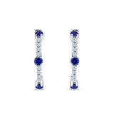 Round Blue Sapphire CZ Huggie Hoop Earring 925 Sterling Silver Wholesale