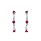 Round Ruby CZ Huggie Hoop Earring 925 Sterling Silver Wholesale