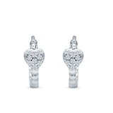 Heart Shaped Cubic Zirconia Beaded Huggie Hoop Earring 925 Sterling Silver Wholesale