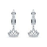 Princess Crown Hoop Earrings Cubic Zirconia 925 Sterling Silver Wholesale