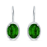 Oval Solitaire Drop Dangle Leverback Earring Green Emerald CZ 925 Sterling Silver Wholesale