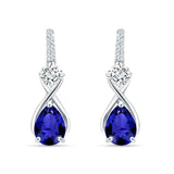 Pear Teardrop Twisted Infinity Stud Earring Blue Sapphire CZ 925 Sterling Silver Wholesale