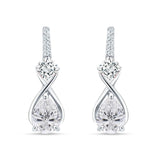 Pear Teardrop Twisted Infinity Stud Earring Cubic Zirconia 925 Sterling Silver Wholesale