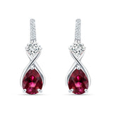 Pear Teardrop Twisted Infinity Stud Earring Ruby CZ 925 Sterling Silver Wholesale