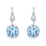 Cushion Drop Dangle Pear Fishhook Earring Aquamarine CZ 925 Sterling Silver Wholesale