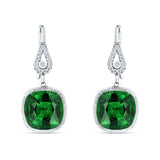 Cushion Drop Dangle Pear Fishhook Earring Green Emerald CZ 925 Sterling Silver Wholesale