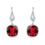 Cushion Drop Dangle Pear Fishhook Earring Ruby CZ 925 Sterling Silver Wholesale