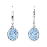 Oval Drop Dangle Leverback Earring Aquamarine CZ Solid 925 Sterling Silver Wholesale