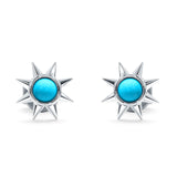 Minimalist Sun Turquoise Stud Earring 925 Sterling Silver Wholesale