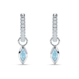 Marquise Drop Dangle Hoop Earring Aquamarine CZ 925 Sterling Silver Wholesale