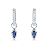 Marquise Drop Dangle Hoop Earring Blue Sapphire CZ 925 Sterling Silver Wholesale