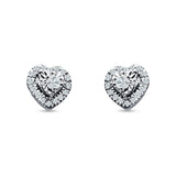 Heart Shaped Cluster Round Cubic Zirconia Stud Earring 925 Sterling Silver Wholesale