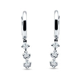 Three Round Cubic Zirconia Drop Dangle Hoop Earring 925 Sterling Silver Wholesale