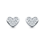 Minimalist Heart Shaped Round Cubic Zirconia Stud Earring 925 Sterling Silver Wholesale