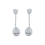 Pear Teardrop Cluster Oblong Stud Earring Cubic Zirconia 925 Sterling Silver Wholesale