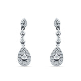 Pear Teardrop Halo Charm Drop Stud Earring Cubic Zirconia 925 Sterling Silver Wholesale