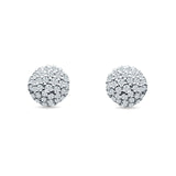 Round Halo Cluster Ball Stud Earring Cubic Zirconia 925 Sterling Silver Wholesale