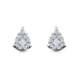 Pear Teardrop Stud Earring Round & Princess Cubic Zirconia 925 Sterling Silver Wholesale