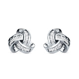 Trinity Love Knot  Baguette Stud Earring Cubic Zirconia 925 Sterling Silver Wholesale