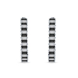 Baguette Black CZ Half Eternity Huggie Hoop Earring 925 Sterling Silver Wholesale