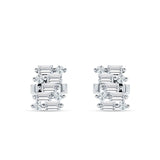 Baguette & Round Cluster Stud Earring Cubic Zirconia 925 Sterling Silver Wholesale