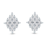 Baguette & Round Cubic Zirconia Cluster Stud Earring 925 Sterling Silver Wholesale