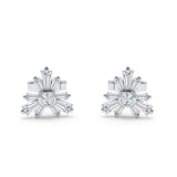 Starburst Trio Baguette & Round Cubic Zirconia Stud Earring 925 Sterling Silver Wholesale