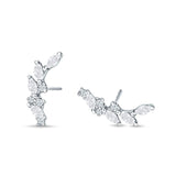 Marquise Cubic Zirconia Leaf Style Crawler Stud Earring 925 Sterling Silver Wholesale