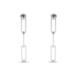 Paperclip Link Chain Interlocking Oblong Stud Earring 925 Sterling Silver Wholesale