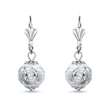 Round Diamond Cut Dangling Ball Leverback Earrings 925 Sterling Silver Wholesale