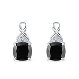 Cushion Black CZ Twisted Stud Earring 925 Sterling Silver Wholesale