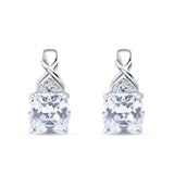 Cushion Cubic Zirconia Twisted Stud Earring 925 Sterling Silver Wholesale