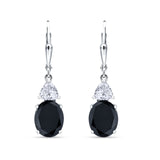 Leverback Dangle Earrings Black Oval Triangular Cz 925 Sterling Silver Wholesale