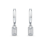 Emerald Cut Solitaire Dangling Hoop Earring Cubic Zirconia 925 Sterling Silver Wholesale