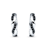 Twisted Infinity Two Tone Round Black CZ Huggie Hoop Earring 925 Sterling Silver Wholesale