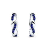 Twisted Infinity Two Tone Round Blue Sapphire CZ Huggie Hoop Earring 925 Sterling Silver Wholesale