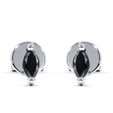 Marquise Solitaire Stud Earring Black CZ 925 Sterling Silver Wholesale