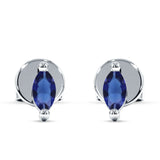 Marquise Solitaire Stud Earring Blue Sapphire CZ 925 Sterling Silver Wholesale