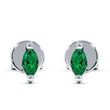 Marquise Solitaire Stud Earring Green Emerald CZ 925 Sterling Silver Wholesale