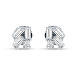 Four Stone Baguette & Round Cubic Zirconia Stud Earring 925 Sterling Silver Wholesale