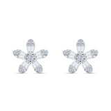 Floral Stud Earrings Cubic Zirconia 925 Sterling Silver Wholesale